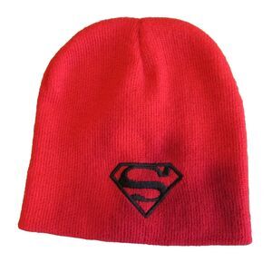 Kids Superman Hat Beanie Red Knit Unisex Youth Logo DC Comics